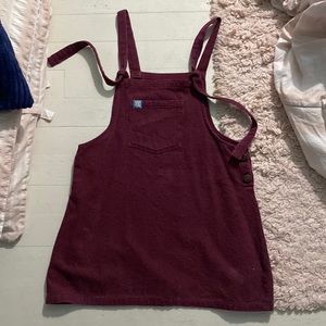 Lucy & Yak Maroon Corduroy Overall Dress